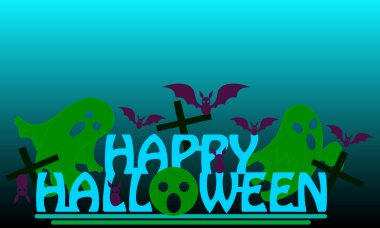 Korkunç beyaz hayaletlerle dolu bir Cadılar Bayramı temasında koyu mor arka plan. Cadılar Bayramı 'nda kullanılabilir.