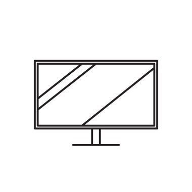 Lcd televizyon ya da ekran simgesi tasarımı beyaz arkaplanda satır sanatı biçimi