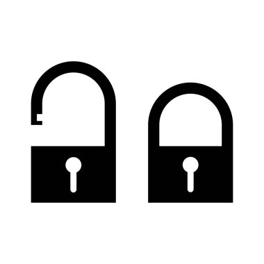 Kilitli ve açık asma kilit simgesi tasarımı cesur bir stille