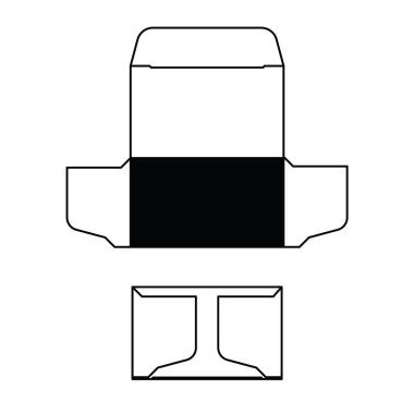 Beyaz arkaplanda siyah çizgi sanat tarzını açıp kapatırken bir paket kutusunun altını kilitlemek için simge