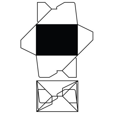 Beyaz arkaplanda siyah çizgi sanat tarzını açıp kapatırken bir paket kutusunun altını kilitlemek için simge