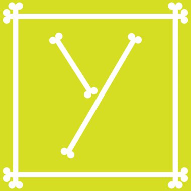 harf logosu tasarımı ve y harfini oluşturmak için düzenlenmiş kemikler