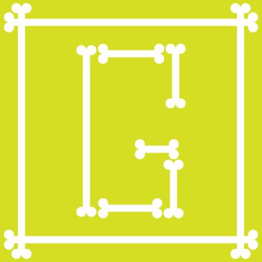 G harfini oluşturmak için düzenlenmiş kemikli harf logosu tasarımı