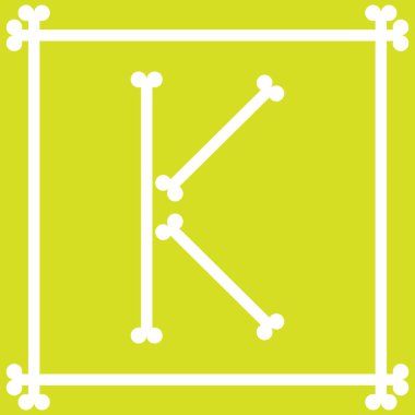 K harfini oluşturmak için düzenlenmiş kemikli harf logosu tasarımı