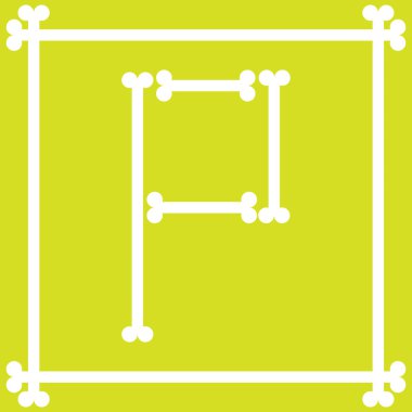 P harfini oluşturmak için düzenlenmiş kemikli harf logosu tasarımı