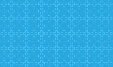 Mavi arkaplanda beyaz çizgi tıbbi sembollerinin vektör grafiği