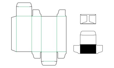 Beyaz arkaplanda kapalı ve açık kilit simülasyonlu ambalaj kutusunun vektör dizaynı