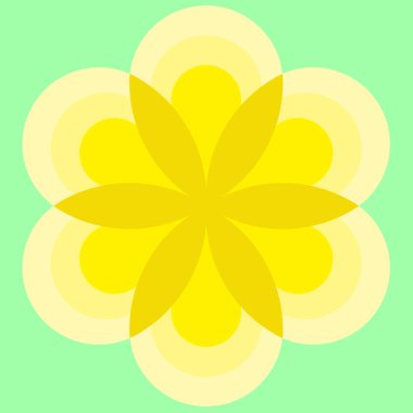 Yeşil arkaplanda güzel sarı renkli soyut çiçeğin grafik vektörü