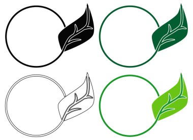 Beyaz arkaplanda kıvrımlı kökleri ve çeşitli stilleri olan yaprağın vektör simgesi