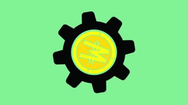 Yatay yeşil ekranda dönen gaga sembolü olan dişli simgesinin canlandırması
