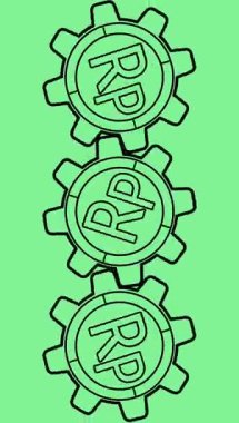 dikey yeşil ekranda dönen rupiah gaga sembollü dişli simgesi canlandırması