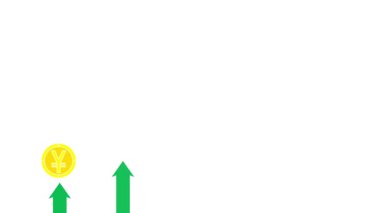 Yen ve dolar için yükselen diyagram beyaz ekranda