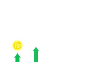 Rupiah için yükselen diyagram ve dolar beyaz ekranda