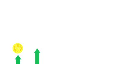 Kazanan için yükselen diyagram ve beyaz ekranda dolar