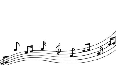 canlandırılmış müzik notası simgesi beyaz yatay ekranda satırlar ile atlama