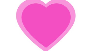 Yatay beyaz ekranda titreşen pembe kalp sembolü