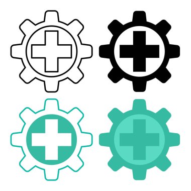 Beyaz arkaplanda dört biçimli vektör grafik medikal simge tasarımı