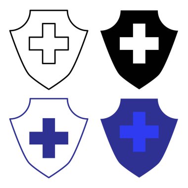 Beyaz arkaplanda dört biçimli vektör grafik medikal simge tasarımı