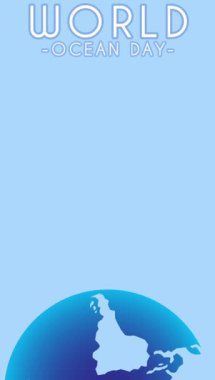 Mavi ekranda dönen bir dünya ile okyanus günü için arkaplan animasyonu