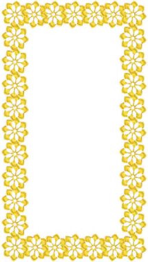 Dikey beyaz ekranda dönen altın soyut çiçek çerçevesi canlandırması