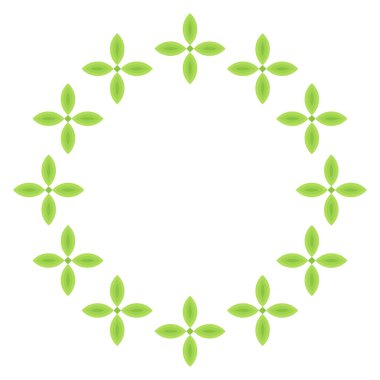 Beyaz arkaplanda dairesel yeşil çiçek çerçeve tasarım vektörü