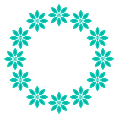 Beyaz arkaplanda dairesel turkuaz çerçeve tasarım vektörü