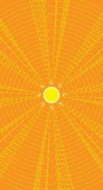 soyut güneş dalgası grafik vektörü dikey turuncu arkaplan üzerinde sarı çizgi biçimi