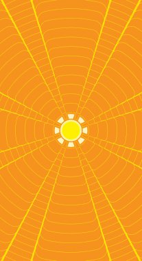 soyut güneş dalgası grafik vektörü dikey turuncu arkaplan üzerinde sarı çizgi biçimi