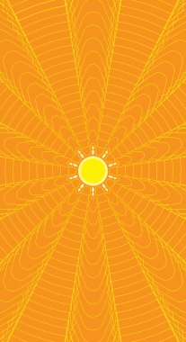 soyut güneş dalgası grafik vektörü dikey turuncu arkaplan üzerinde sarı çizgi biçimi