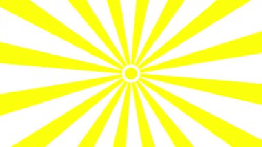 Sarı güneş ışığı animasyonu beyaz ekranda kusursuz bir döngüyle dönüyor. soyut arkaplan ya da doğa teması için