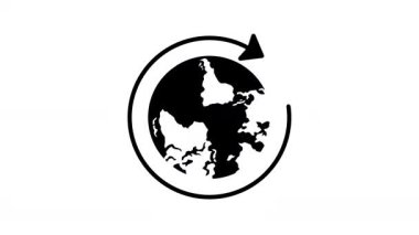 Dünyadaki yön ve teknoloji hakkında bir tasarım unsuru için dönen beyaz bir arkaplan üzerinde dönen tek bir okun animasyonu