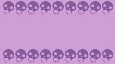 kafatası silueti çerçeve canlandırması yatay mor ekran üzerinde metin veya başlık için alan kopyalama alanı ile