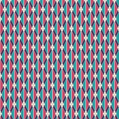 Geometrik süsleme, üçgenler, daireler, dikişsiz desen, renkli üçgenler, koyu mor arkaplan, resimleme, baskı için soyut vektör, tekstil, kumaş, ambalaj, kapak, kartlar