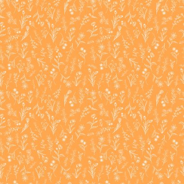 Yabani çiçekler, pürüzsüz desenler, sarı arka plan, baskı, kumaş, tekstil, duvar kağıdı, kapak, ağ, ambalaj ve tüm baskılar, illüstrasyon, vektör