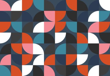 Bauhaus, ilkel şekillerin elementleri ile geometrik kusursuz desen, baskı, tekstil, kapak, afiş, illüstrasyon, vektör