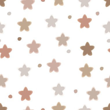 Yıldızlar, Boho stilinde illüstrasyon, beyaz arkaplandaki yıldızlar, kusursuz illüstrasyon, baskı, ambalaj kağıdı, çocuk duvar kağıdı, kumaş, tekstil, illüstrasyon vektörü