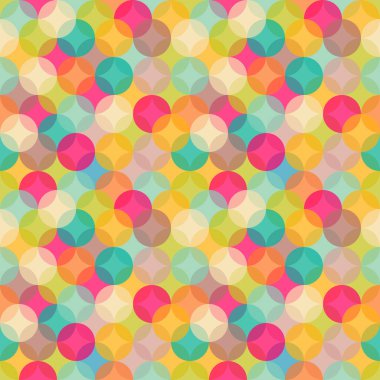 Geometrik, soyut, dikişsiz desen, renkli daireler, daireler birbiriyle örtüşüyor, güzel narin arkaplan, baskı, web tasarımı, poster, kumaş, tekstil duvar kağıdı kapağı illüstrasyonu