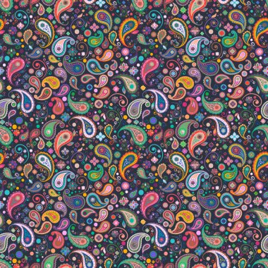 Paisley, süs, gözyaşı damlası deseni, boteh, buta, doğurganlık ve yaşam sembolü, kusursuz desen, soyut dantel desen, biraz uzun yuvarlak damla süsü, 60-70 'ler modası, retro, renkli el yapımı