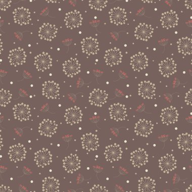 Çiçeksiz desen, böğürtlenli dallar, kahverengi arka plan, bitkiler, basit moda tarzı, baskı, duvar kağıdı, kapak, kumaş, tekstil, poster, pankart web tasarımı kağıt çizim vektörü