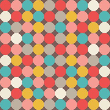 Geometrik dikişsiz desen, pastel renklerde renkli daireler, kahverengi arkaplan, baskı, basit moda tarzı, baskı, duvar kağıdı, kapak, kumaş, tekstil, poster, levha, web tasarımı ambalaj kağıdı