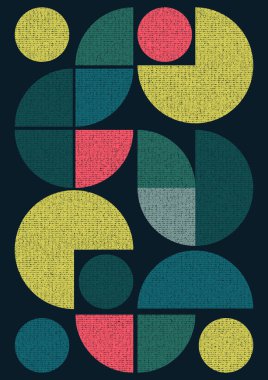 Bauhaus tarzı, geometrik desen, soyut arkaplan, retro tarzı, ilkel şekillerin elementleriyle çizim, minimalist tarz, mozaik, sadelik, dekorasyon, baskı, web pankartı, kumaş, tekstil duvar kağıdı kapağı poster vec