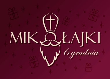 Aziz Nicholas Günü. Polonyalı Mikoajki. Vektör tasarımı.