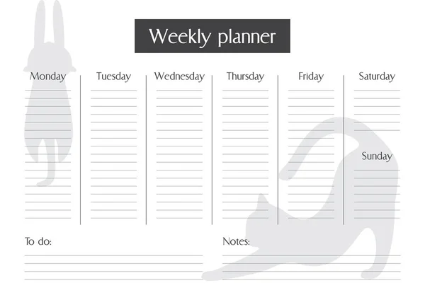 Haftalık plan şablonu. Vektör tasarımı.