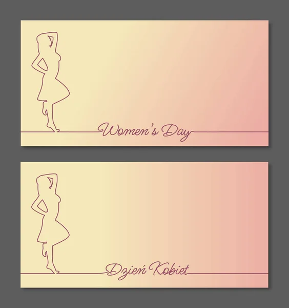 Women's Day. Woman outline. Polish and english version.