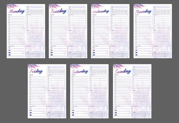 Şirin lavanta günlük planlama şablonu