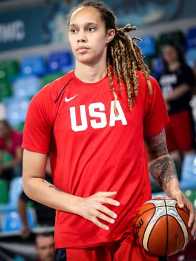 İspanya, Tenerife, 25 Eylül 2018: ABD 'li bayan basketbolcu Brittney Griner İspanya' da düzenlenen FIBA Bayanlar Basketbol Dünya Kupası sırasında.