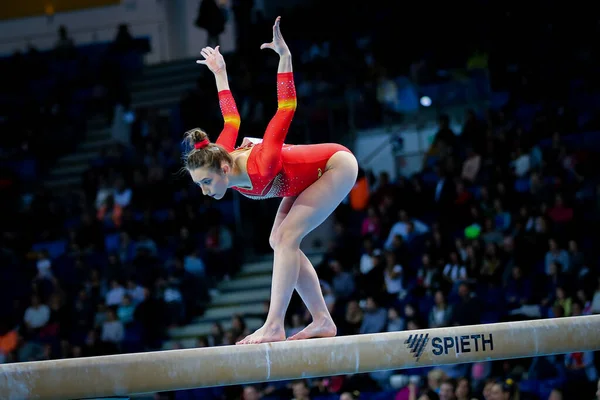 Szczecin Polsko Dubna 2019 Španělská Gymnastka Cintia Rodriguez Soutěžila Bilančním — Stock fotografie