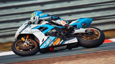 Oschersleben, Almanya, 09 Haziran 2019: ERC-BMW Motorrad Dayanıklılık Takımı tarafından BMW S1000RR 2019 yazında FIM Dünya Dayanıklılık Şampiyonası 'na katılmıştır.