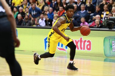 Oldenburg, Almanya, 20 Kasım 2019: EuroCup. Gerry Blake, Kleine EWE Arena 'da oynanan EWE Baskets Oldenburg ve Basket Trento maçında.