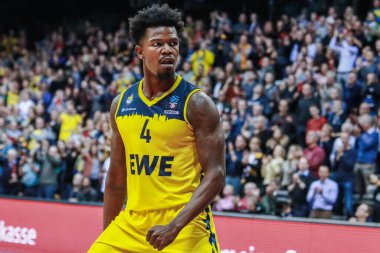 Oldenburg, Almanya, 20 Kasım 2019: EuroCup. Kleine EWE Arena 'da EWE Basket Trento maçında Gerry Blake' e karşı.